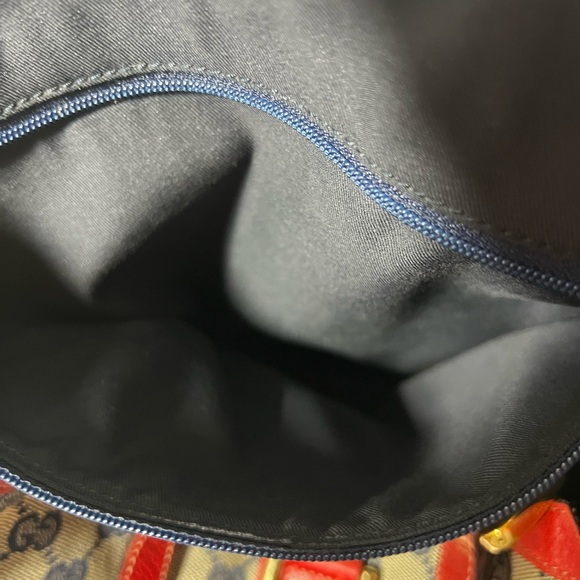 EUC Gucci Red Trimmed Canvas GG Tote - Picture 8 of 9